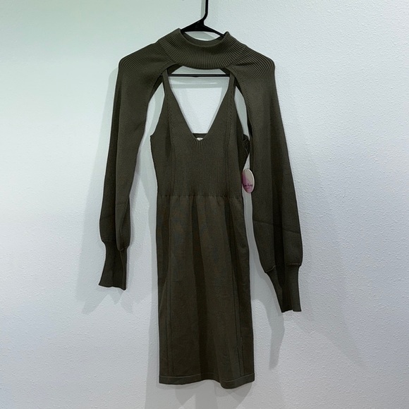 Fashion Nova Dresses & Skirts - NWT Fashion Nova pumpkin spice sweater dress set olive large knit long sleeve